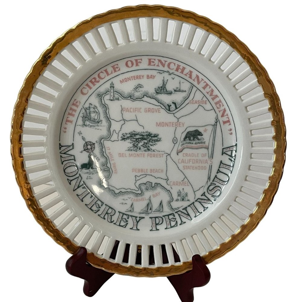 Vintage Eleanore Welborn The Circle Of Enchantment Ribbon Plate Souvenir Decor